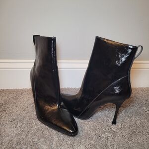 Zara Black Patient Leather  Ankle Boots